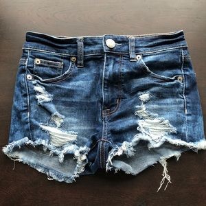 Ripped jean shorts dark blue